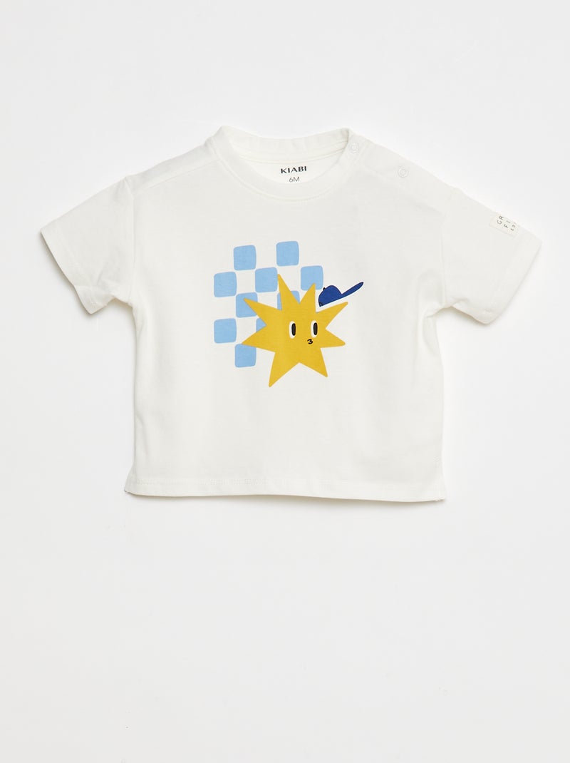 T-shirt de manga curta com estampado - Grafik Edition Branco - Kiabi
