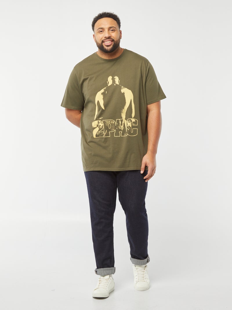 T-shirt de manga curta com estampado '2 PAC' CAQUI - Kiabi