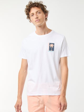 T-shirt de manga curta com estampado à frente e atrás 'Surf'