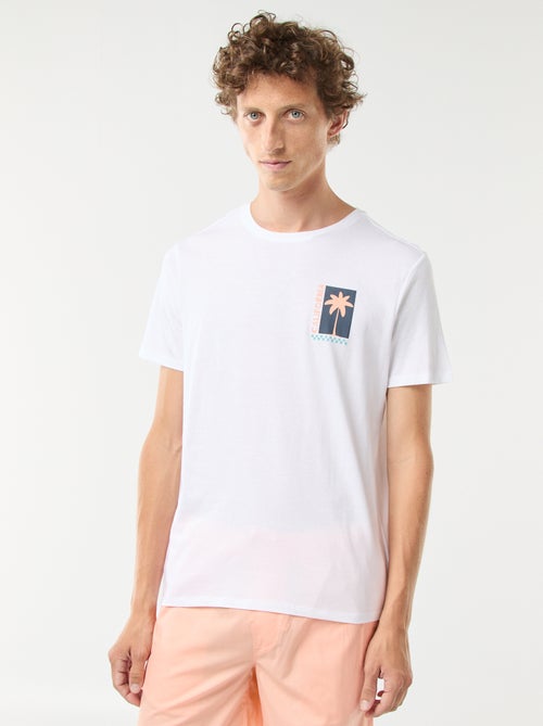 T-shirt de manga curta com estampado à frente e atrás 'Surf' - Kiabi