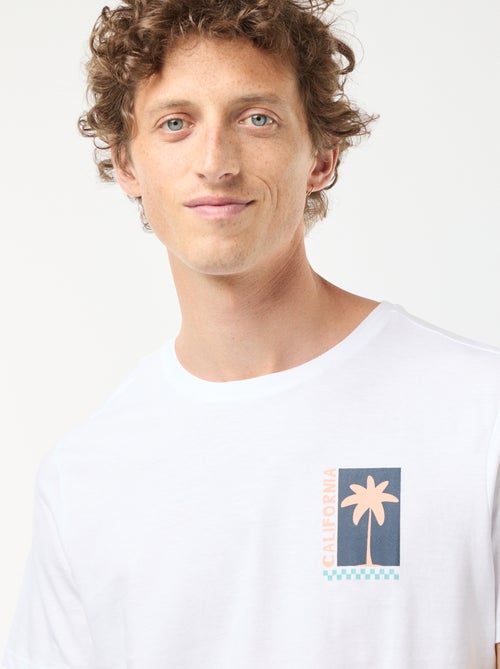 T-shirt de manga curta com estampado à frente e atrás 'Surf' - Kiabi