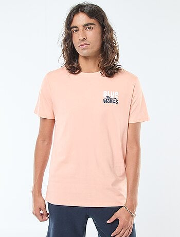 T-shirt de manga curta com estampado à frente e atrás 'Surf'