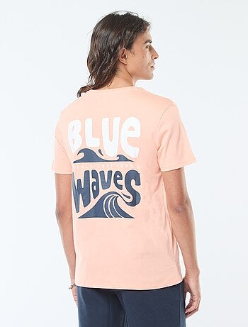 T-shirt de manga curta com estampado à frente e atrás 'Surf'