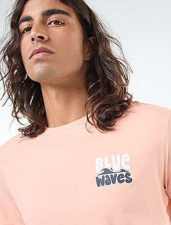 T-shirt de manga curta com estampado à frente e atrás 'Surf'