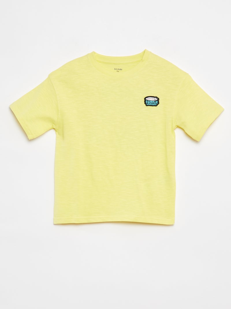 T-shirt de manga curta com estampado Amarelo - Kiabi
