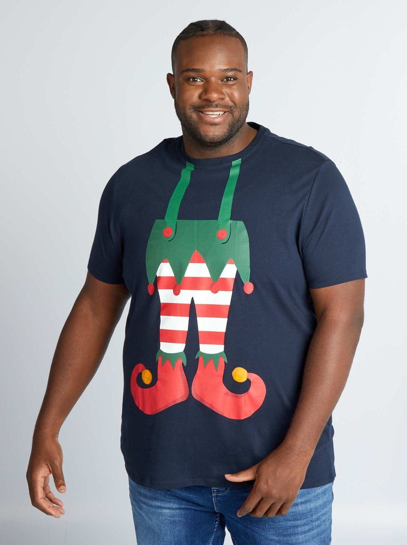 T-shirt de manga curta com estampado AZUL - Kiabi