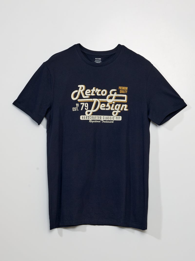 T-shirt de manga curta com estampado AZUL - Kiabi