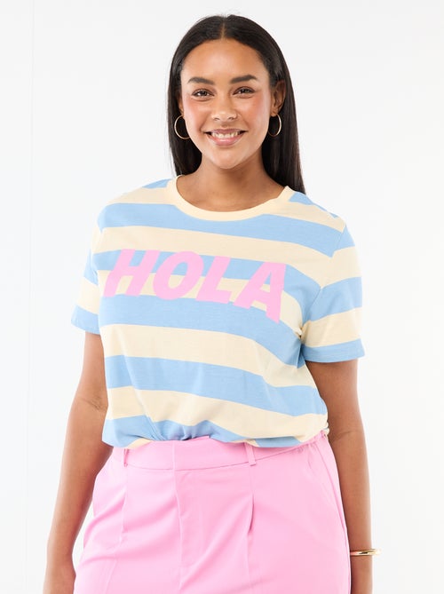 T-shirt de manga curta com estampado - Kiabi