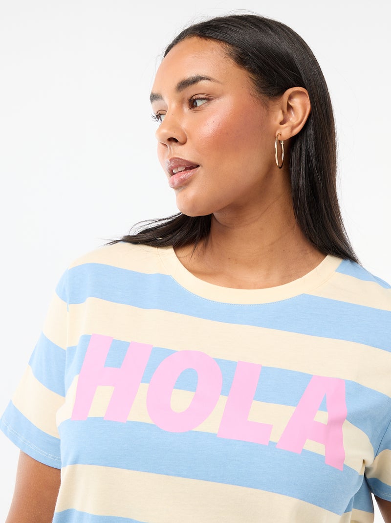 T-shirt de manga curta com estampado Azul - Kiabi