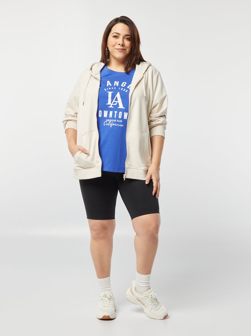 T-shirt de manga curta com estampado AZUL - Kiabi