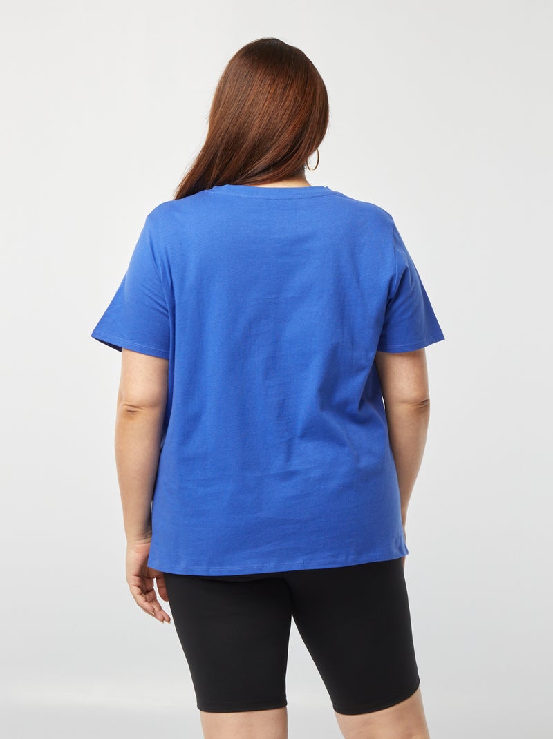 T-shirt de manga curta com estampado AZUL - Kiabi