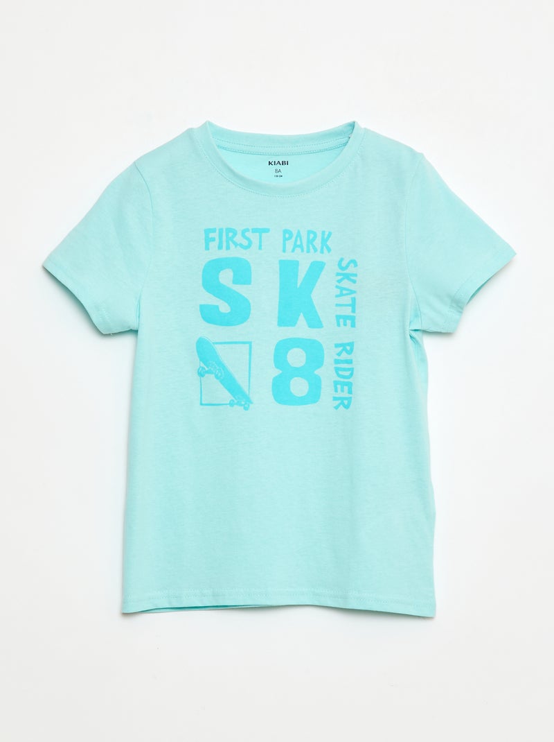 T-shirt de manga curta com estampado Azul - Kiabi