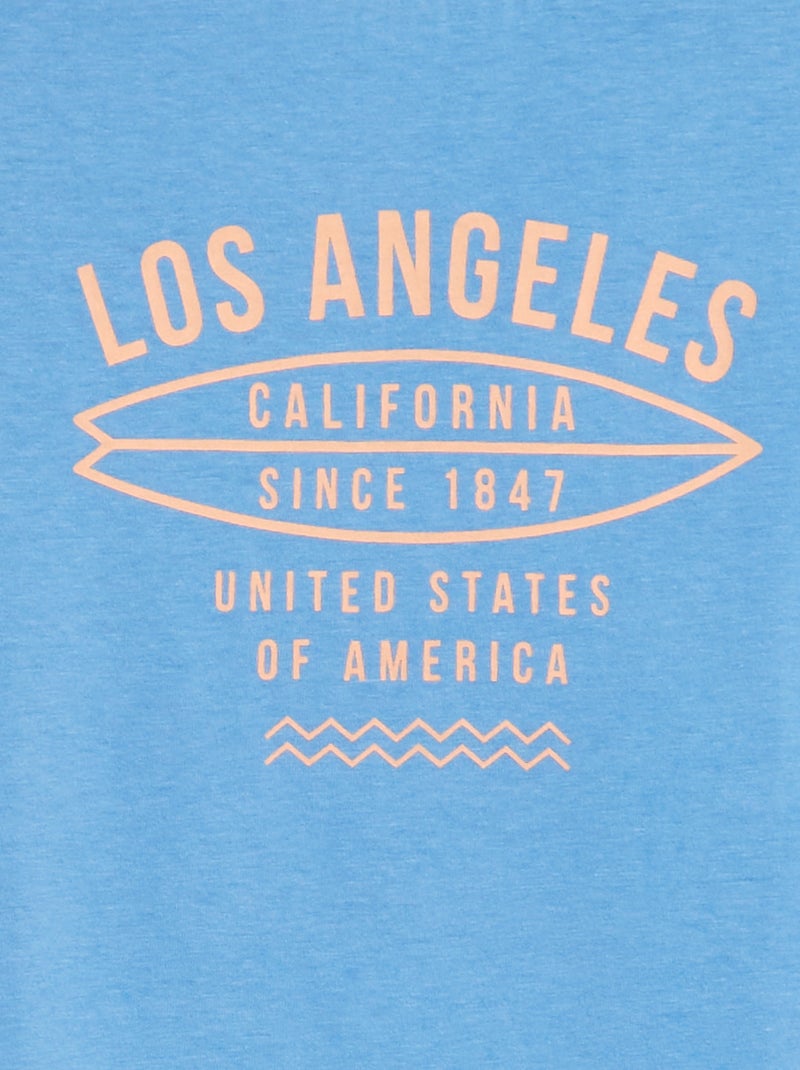 T-shirt de manga curta com estampado AZUL - Kiabi