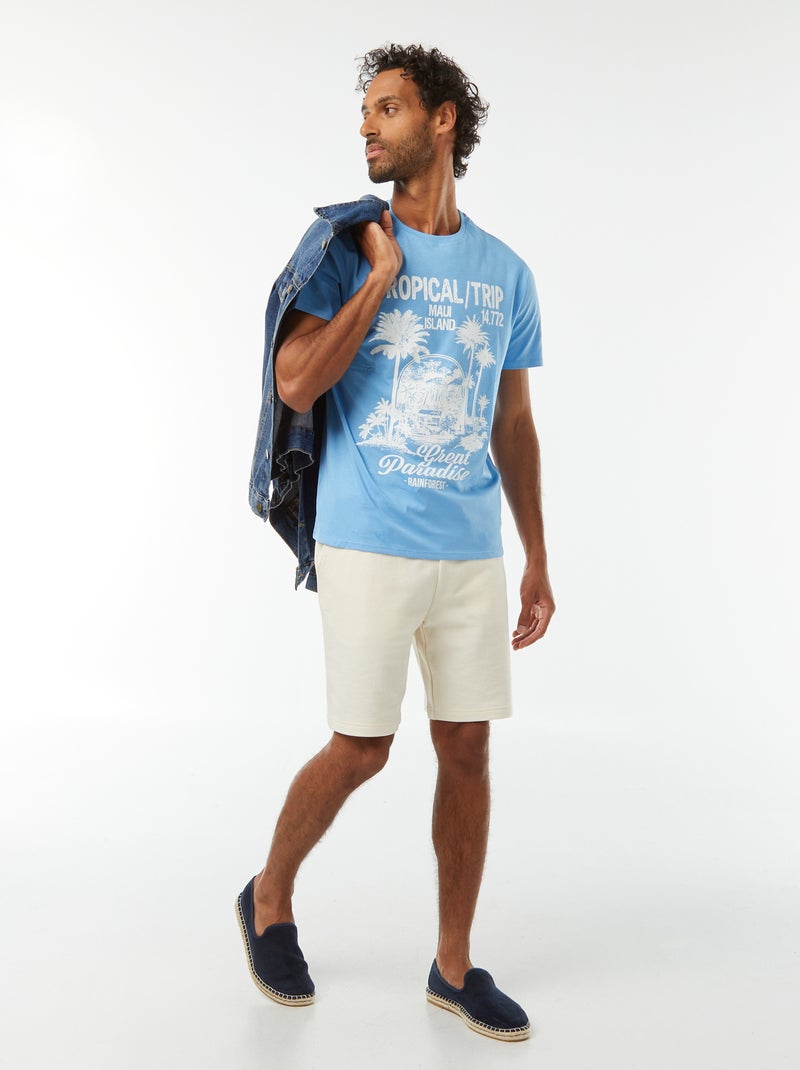 T-shirt de manga curta com estampado Azul - Kiabi