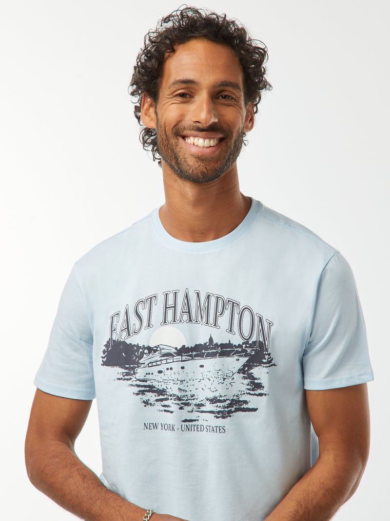 T-shirt de manga curta com estampado Azul - Kiabi