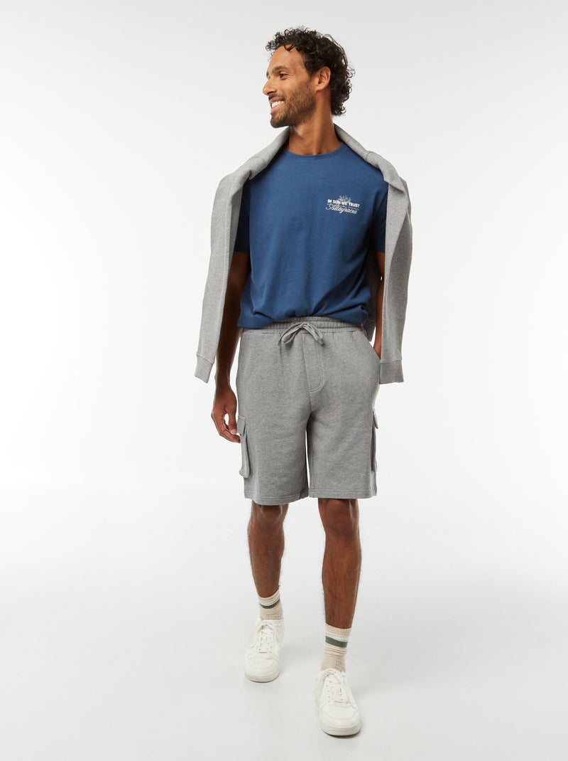 T-shirt de manga curta com estampado Azul - Kiabi