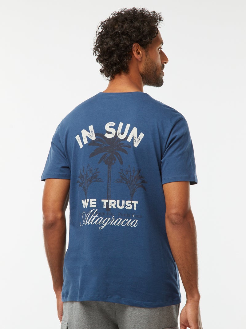 T-shirt de manga curta com estampado Azul - Kiabi