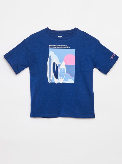 T-shirt de manga curta com estampado - Kiabi