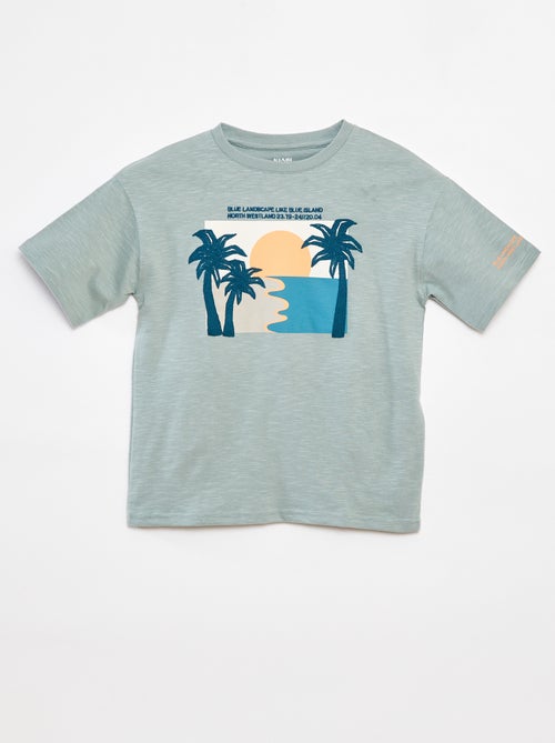T-shirt de manga curta com estampado - Kiabi