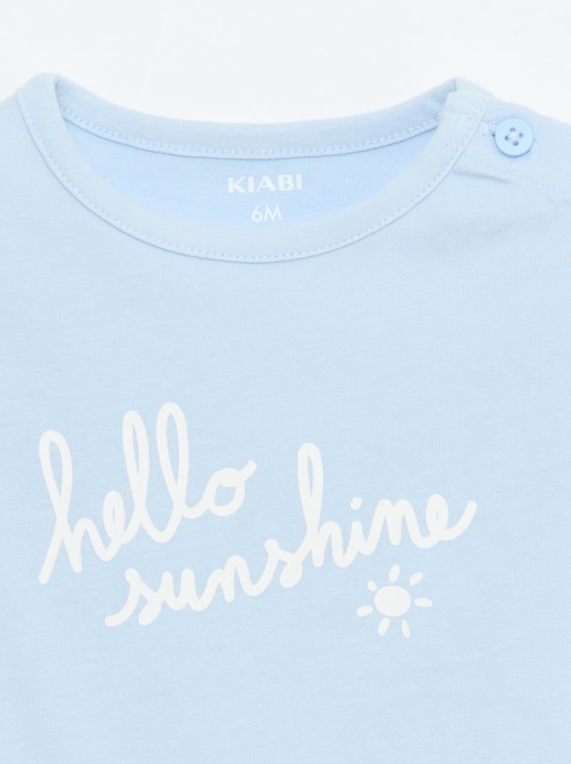 T-shirt de manga curta com estampado Azul - Kiabi