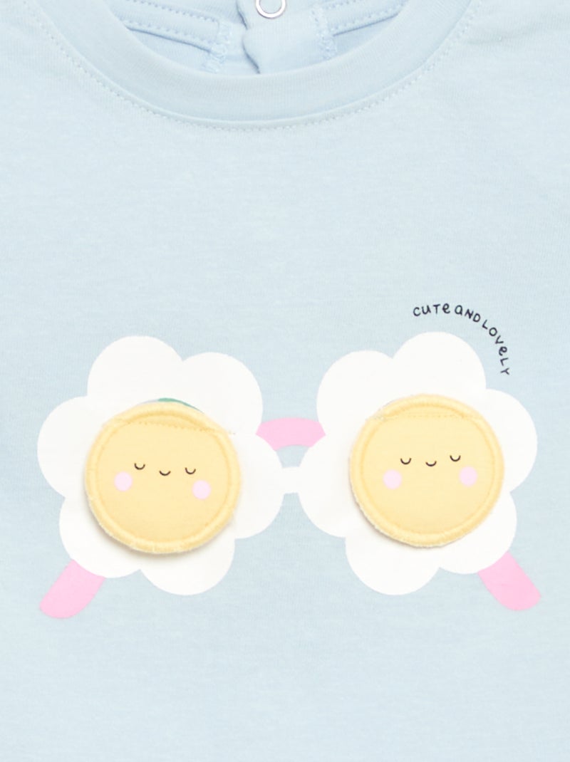 T-shirt de manga curta com estampado Azul - Kiabi