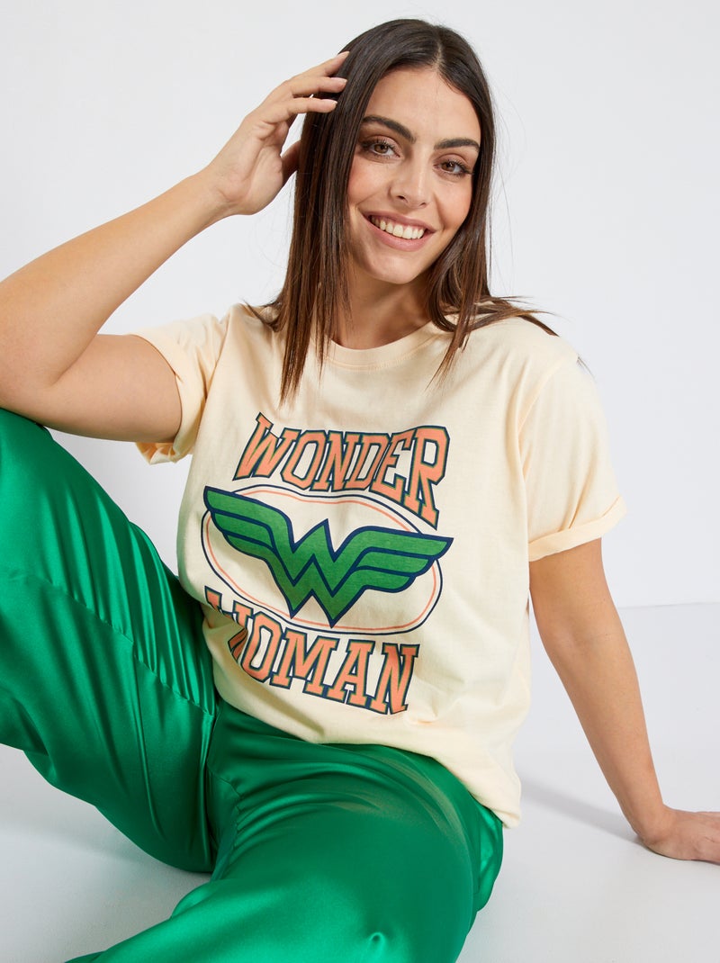T-shirt de manga curta com estampado BEGE - Kiabi