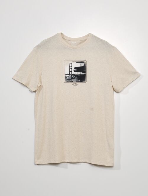 T-shirt de manga curta com estampado - Kiabi