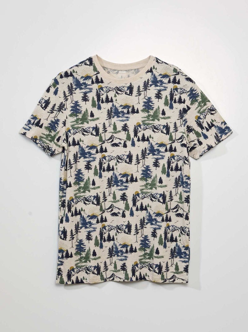 T-shirt de manga curta com estampado BEGE - Kiabi