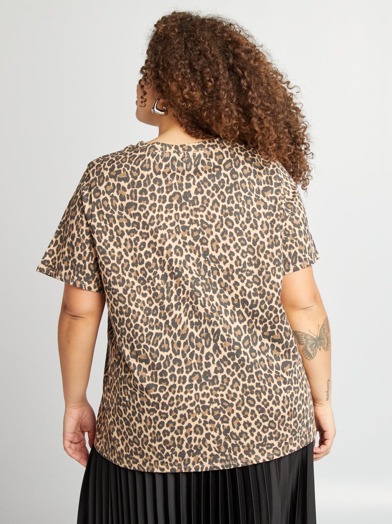T-shirt de manga curta com estampado BEGE - Kiabi