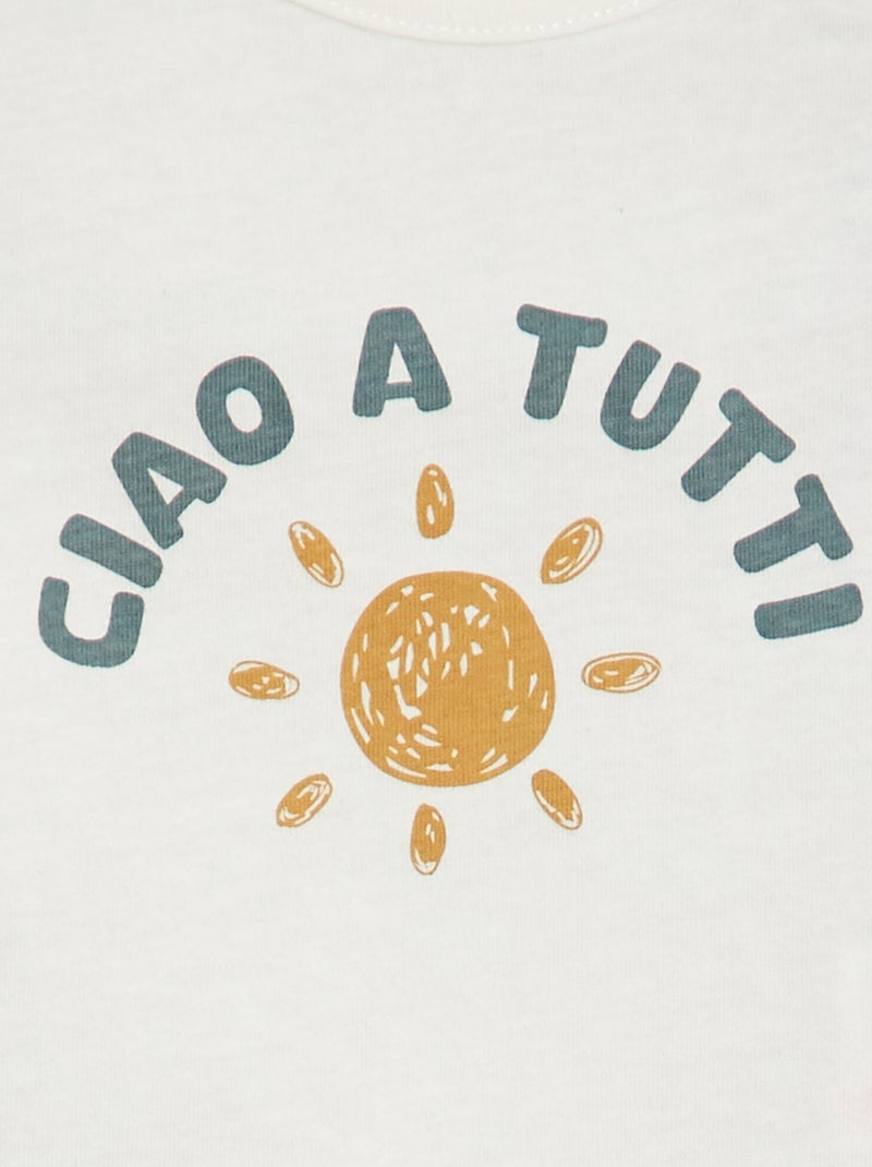 T-shirt de manga curta com estampado BEGE - Kiabi