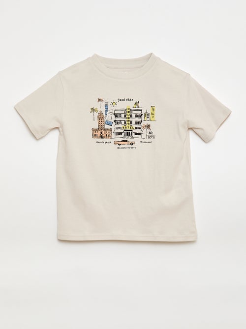 T-shirt de manga curta com estampado - Kiabi