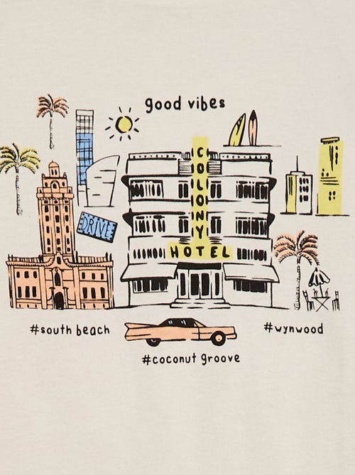 T-shirt de manga curta com estampado - Kiabi