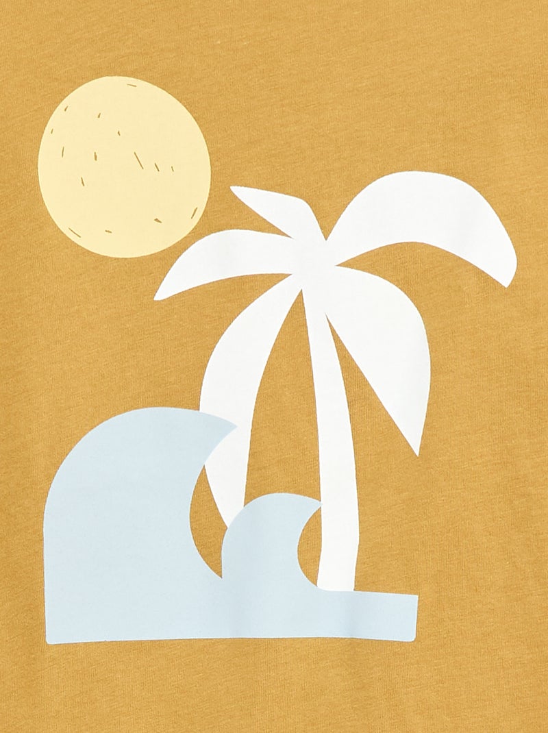 T-shirt de manga curta com estampado Bege - Kiabi