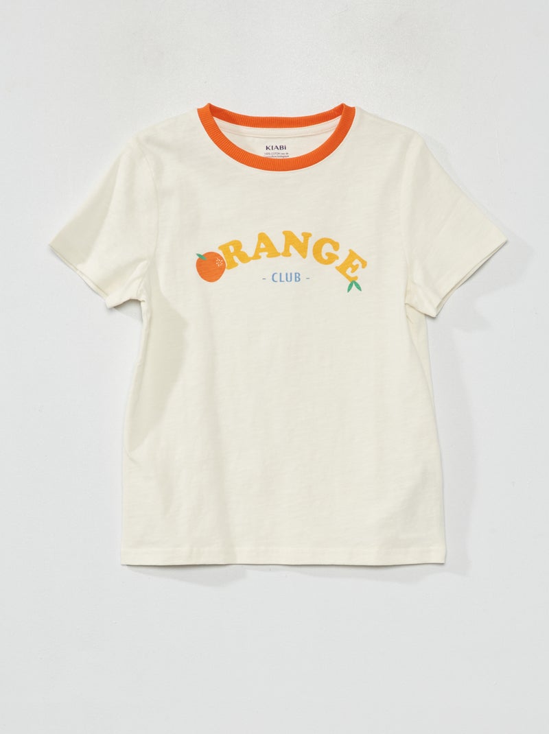 T-shirt de manga curta com estampado BRANCO - Kiabi