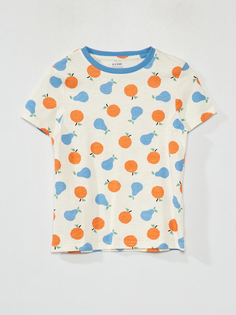 T-shirt de manga curta com estampado BRANCO - Kiabi
