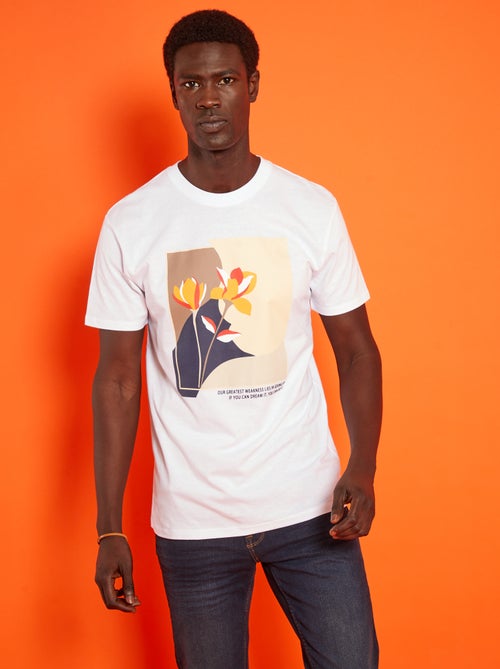 T-shirt de manga curta com estampado - Kiabi