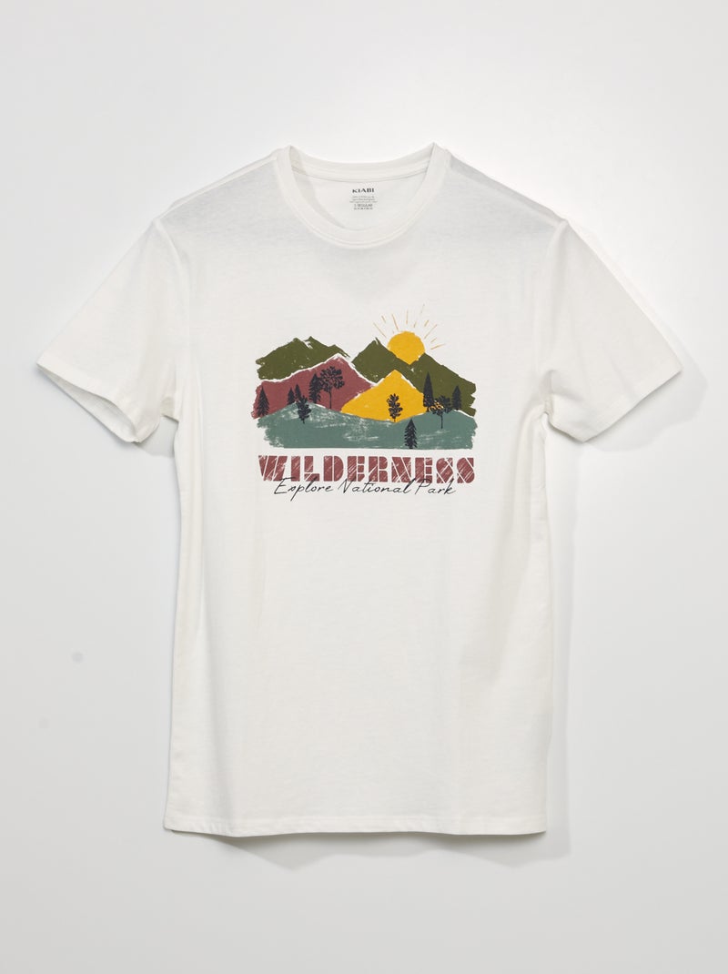 T-shirt de manga curta com estampado BRANCO - Kiabi