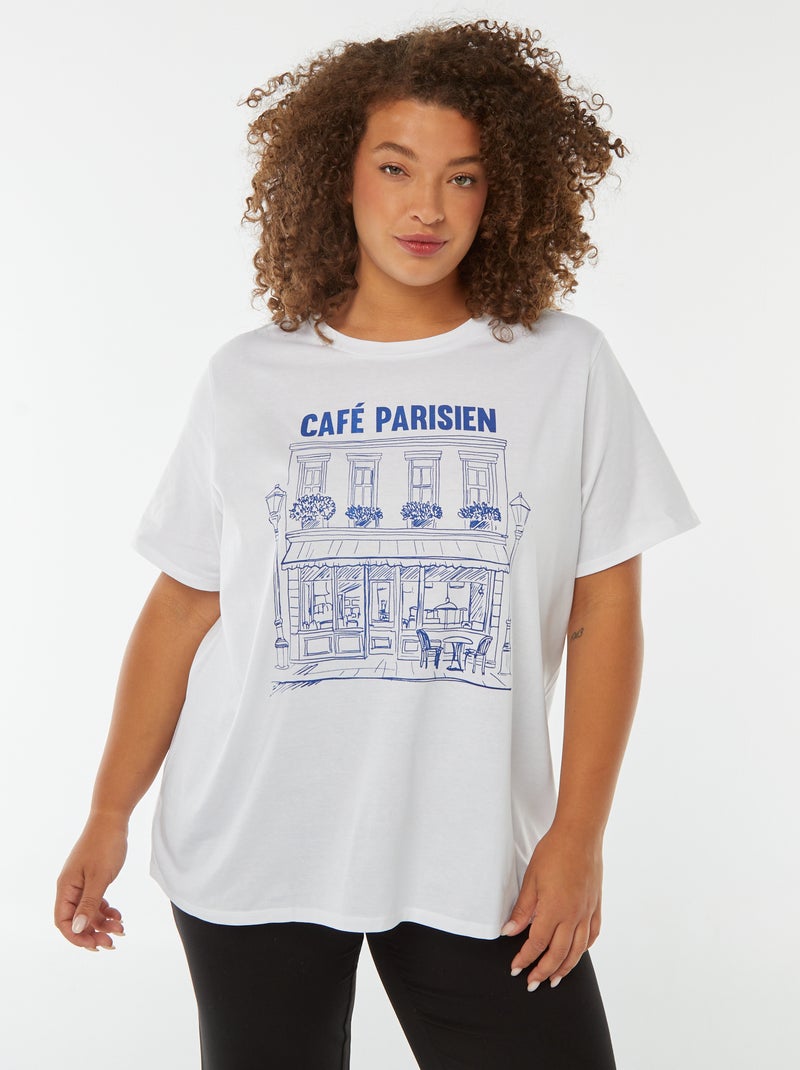 T-shirt de manga curta com estampado Branco - Kiabi
