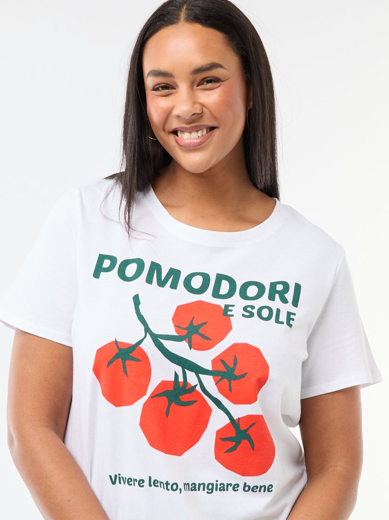 T-shirt de manga curta com estampado Branco - Kiabi