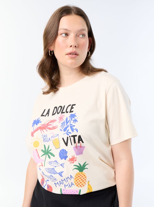 T-shirt de manga curta com estampado - Kiabi