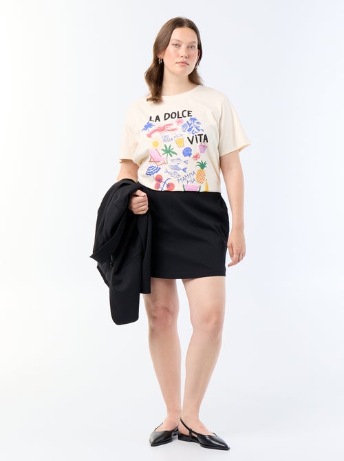 T-shirt de manga curta com estampado - Kiabi