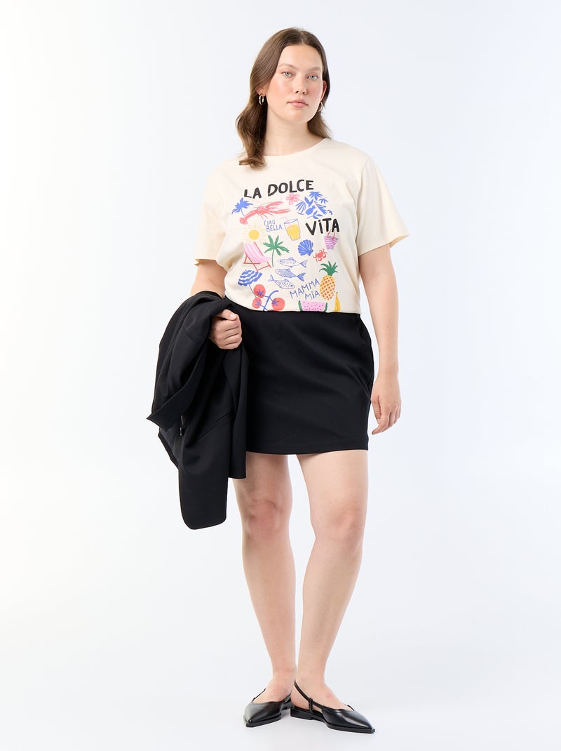 T-shirt de manga curta com estampado Branco - Kiabi