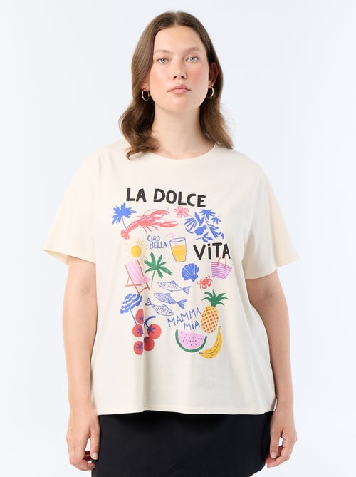 T-shirt de manga curta com estampado - Kiabi