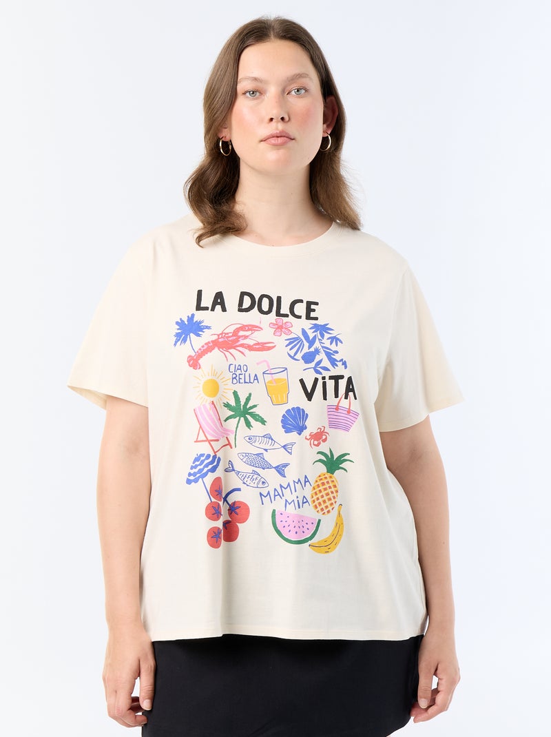 T-shirt de manga curta com estampado Branco - Kiabi