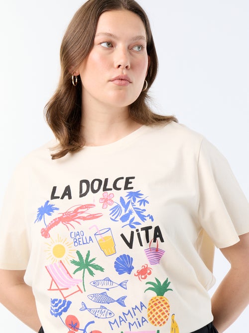 T-shirt de manga curta com estampado - Kiabi
