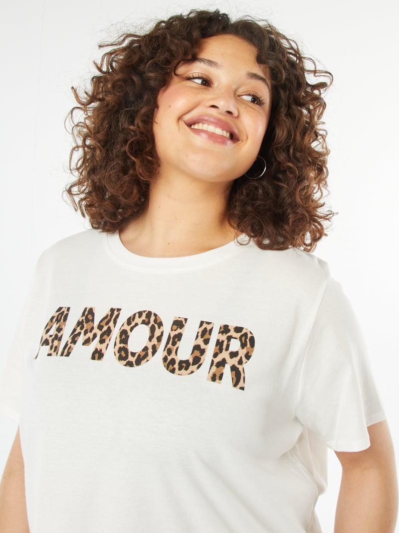 T-shirt de manga curta com estampado BRANCO - Kiabi