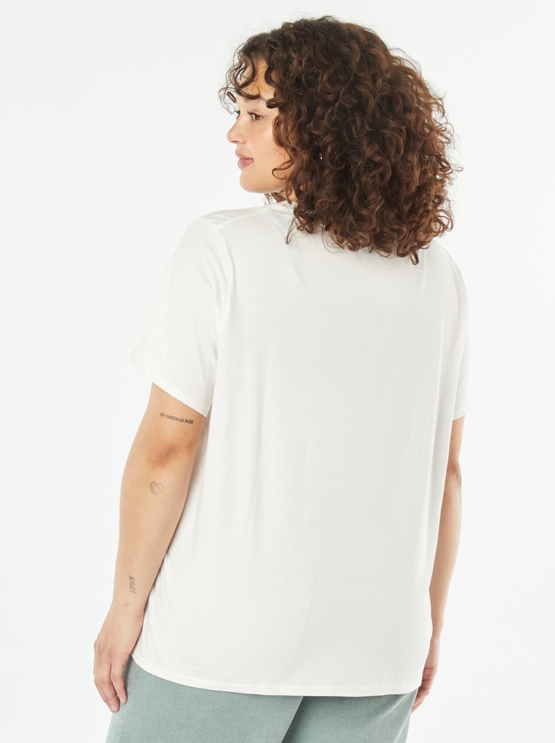 T-shirt de manga curta com estampado BRANCO - Kiabi