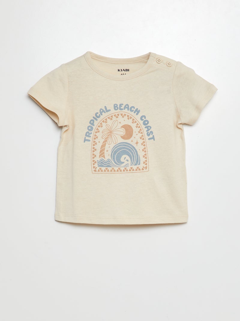 T-shirt de manga curta com estampado BRANCO - Kiabi