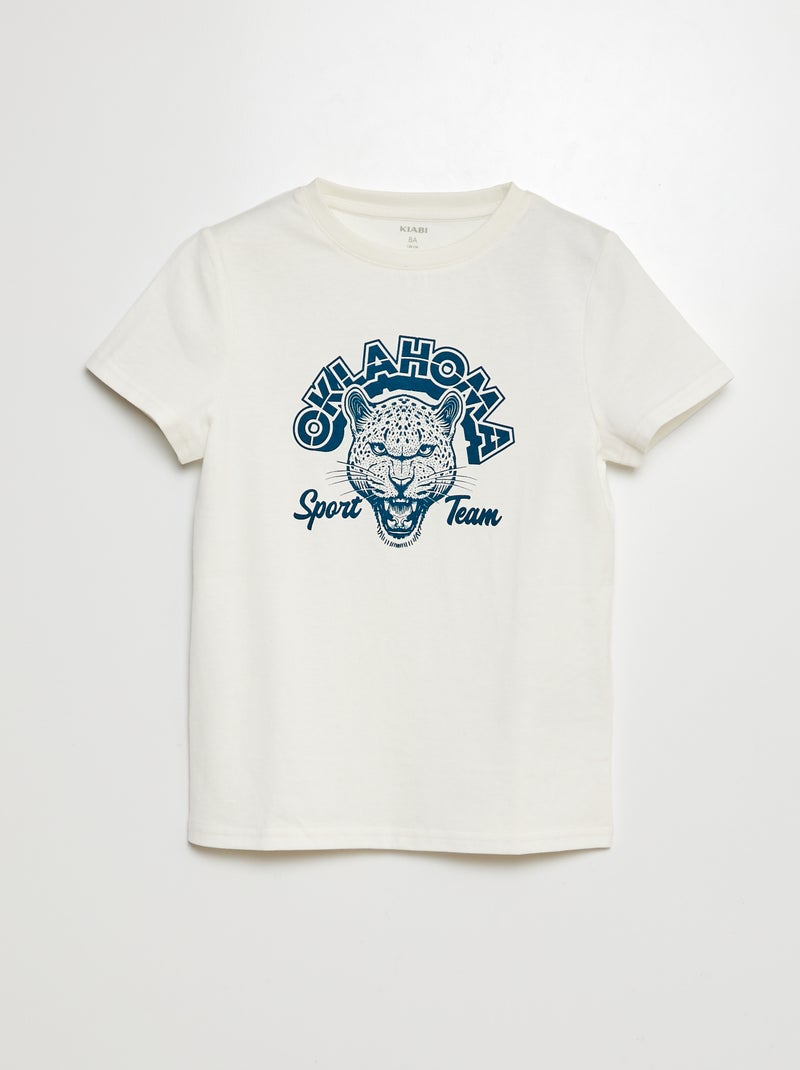 T-shirt de manga curta com estampado BRANCO - Kiabi