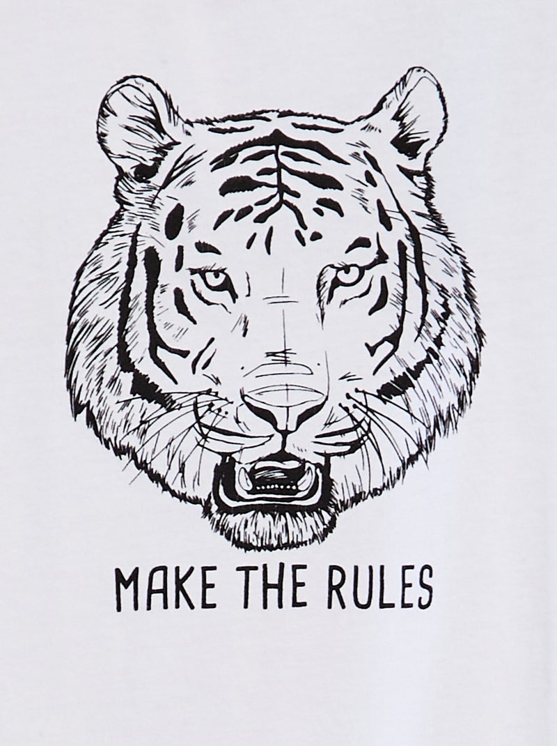 T-shirt de manga curta com estampado BRANCO - Kiabi